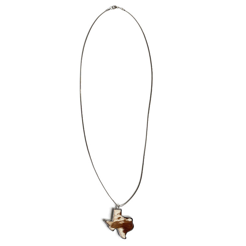 Wholesale 2pcs/pack Western Style Texas Map Horse Hair First Layer Cowhide Necklace